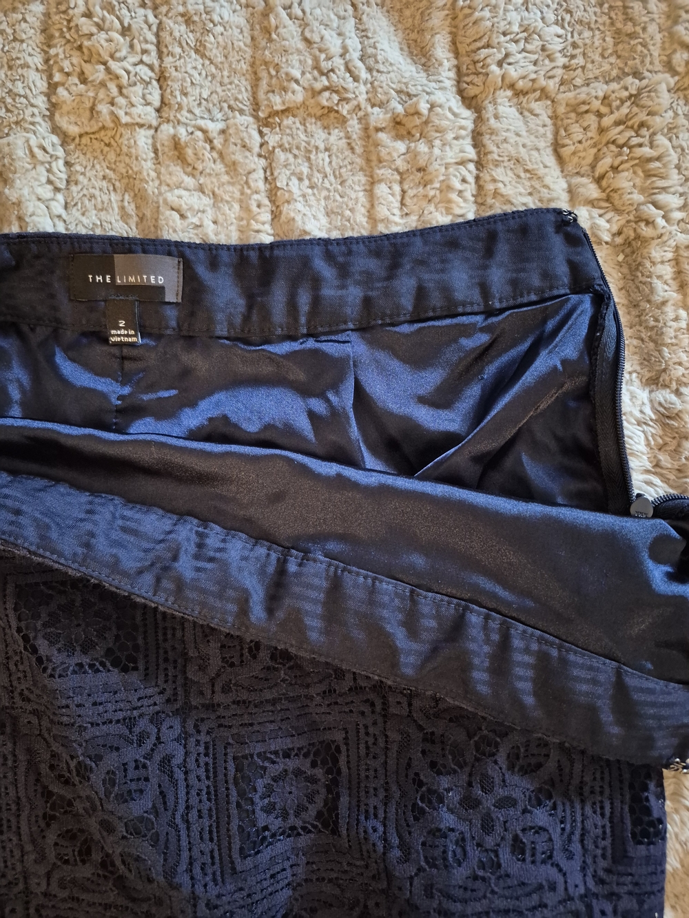 The Limited Navy Blue Lace Pencil Skirt